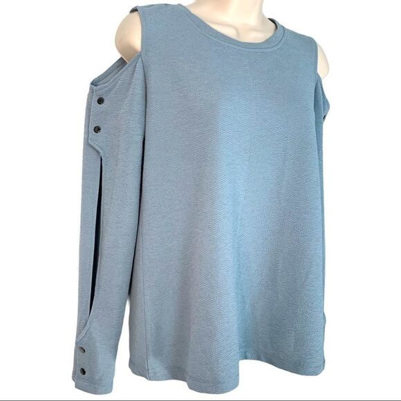 Ivanka Trump Split Sleeve Blue Top - Picture 5 of 7